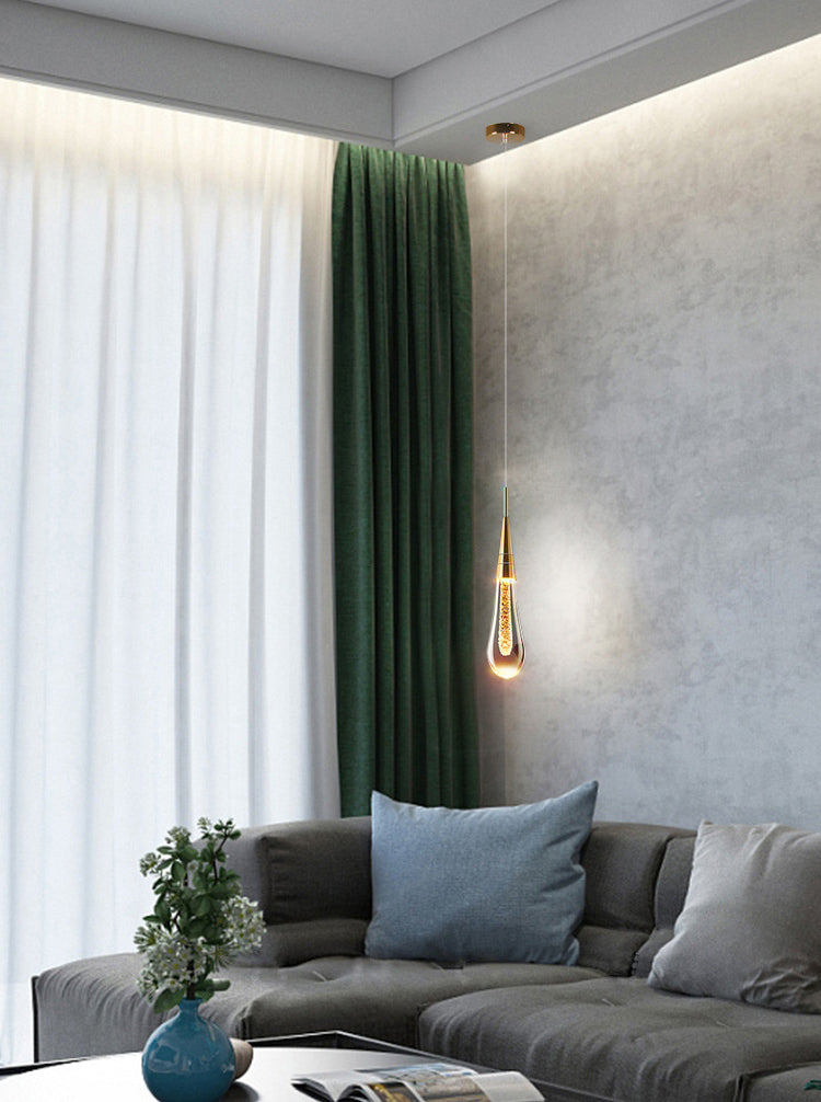 Luce a ciondolo a led lacrima oro in moderna luce in alluminio in alluminio in alluminio con tonalità di cristallo