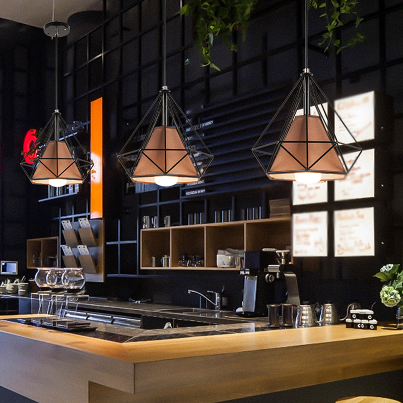 1 pendentif en diamant léger pendentif de plafond en métal industriel avec cordon suspendu pour restaurant