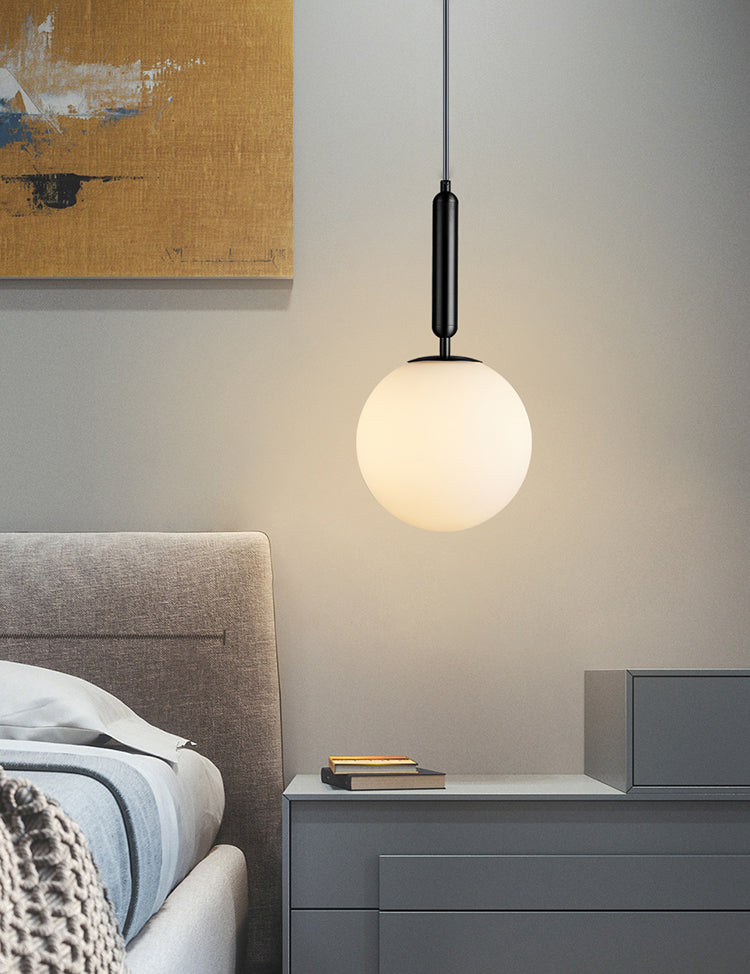 Modern Simplicity Round Ceiling Pendant Milk Glass Hanging Light for Living Room