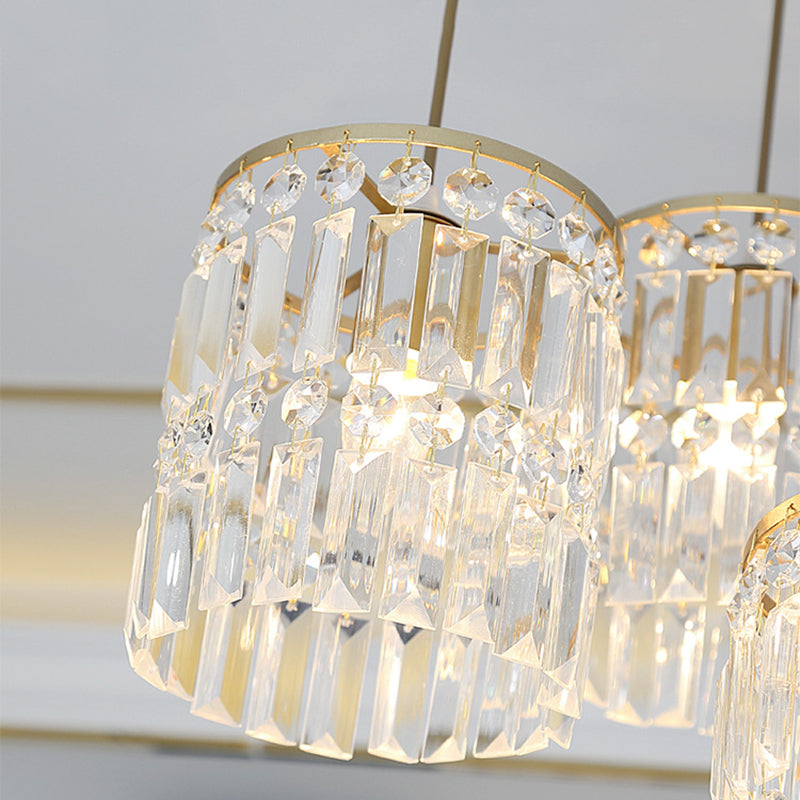 Crystal LED hanglamp in moderne luxe stijl smeedijzeren cilindrische hangende lamp voor eetkamer