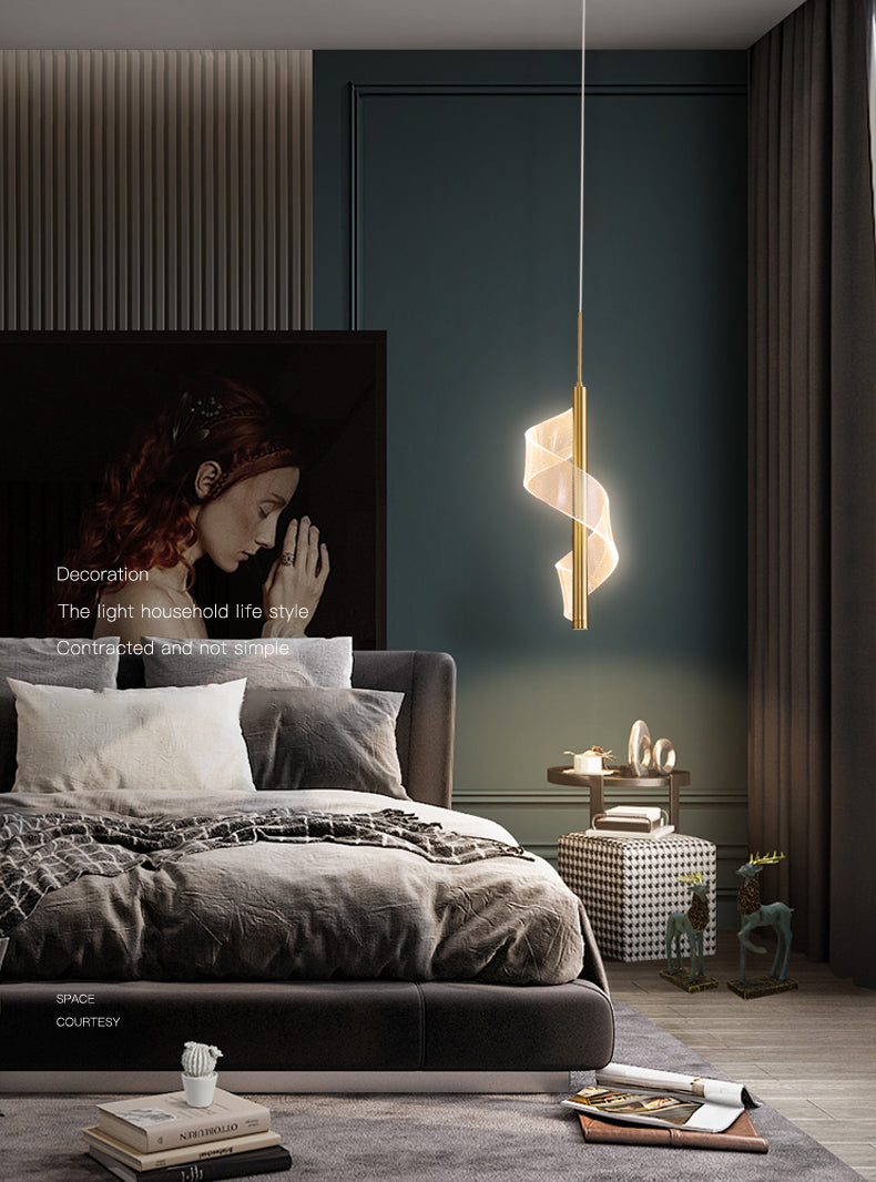 Modern Simplicity Wave Ceiling Suspension Lamp Acrylic Ceiling Lights Fixture for Restaurant