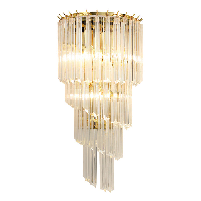 Crystal Tiered Sconce Light Fixture Simplicity Style Clear Wall Lighting Fixture