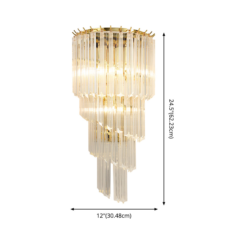 Crystal Tiered Sconce Light Fixture Simplicity Style Clear Wall Lighting Fixture