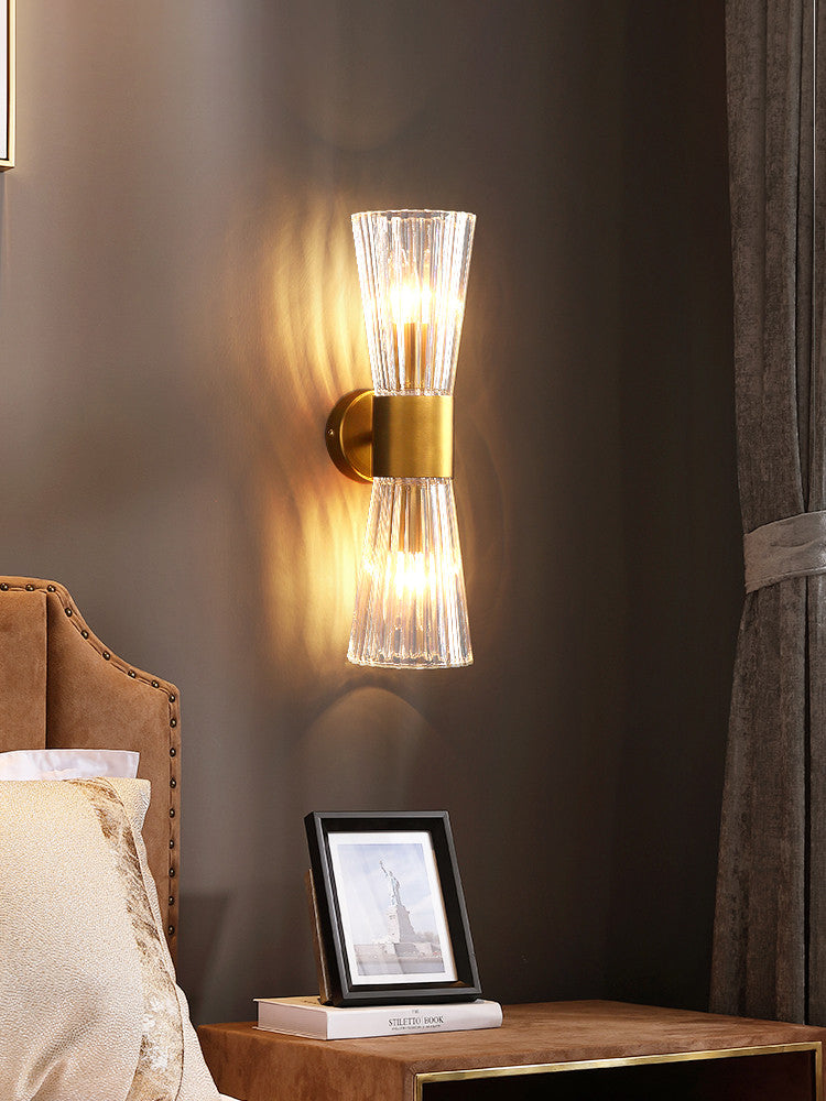 Stile moderno Style geometrico Sconcetto lampada con foglie di cristallo per la parete della camera da letto in oro