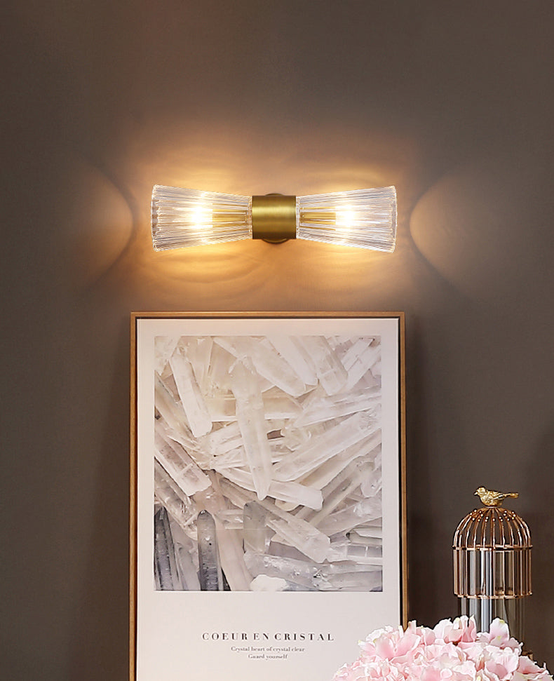 Stile moderno Style geometrico Sconcetto lampada con foglie di cristallo per la parete della camera da letto in oro