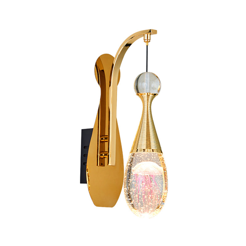 Nordic Style LED Sconce Light Fixture Teardrop Wall Lighting Fixture with Crystal Shade