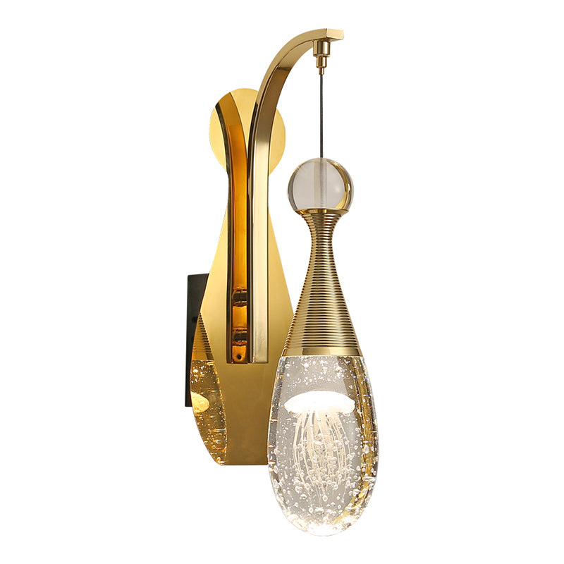Nordic Style LED Sconce Light Fixture Teardrop Wall Lighting Fixture with Crystal Shade