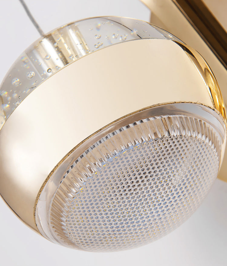 Bedroom Sconce Light Fixture Modern Style Gold LED Wall Lighting Fixture with Round Crystal Shade