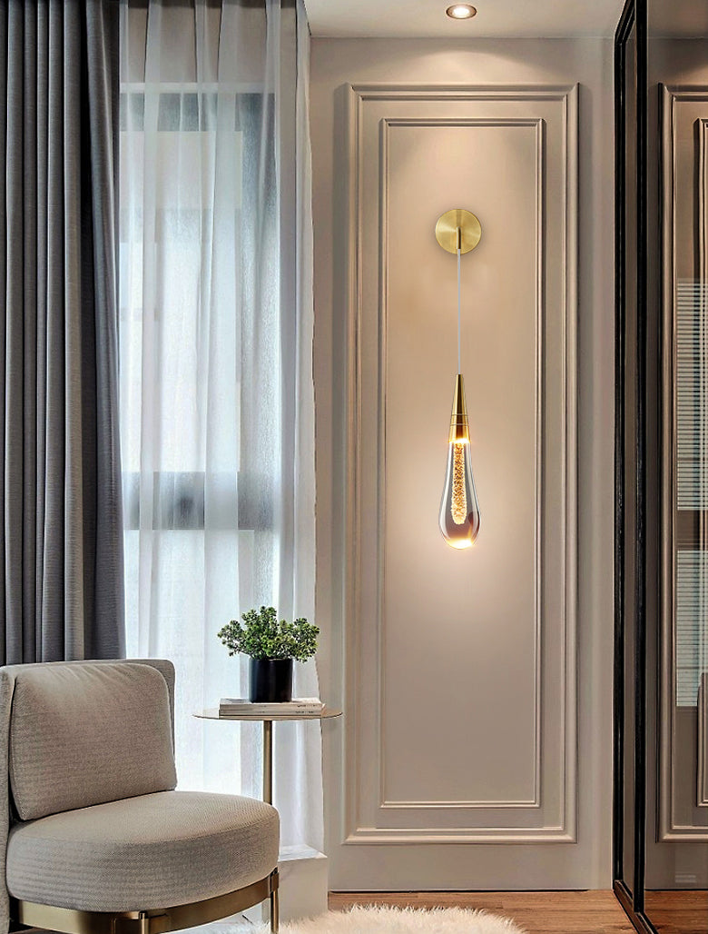 Luz de pared de lágrima de estilo minimalista de estilo de pared con sombra de cristal