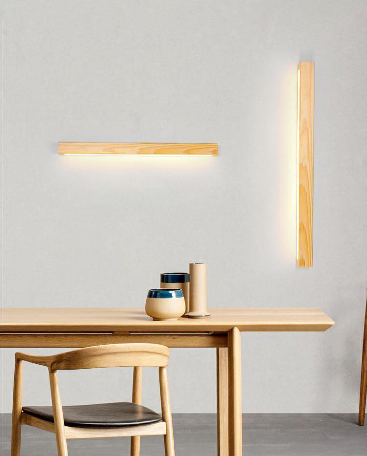 Éclairage d'applications murales linéaires en bois LED BEIGE MUR MUR ARMILLE ÉCLAIR