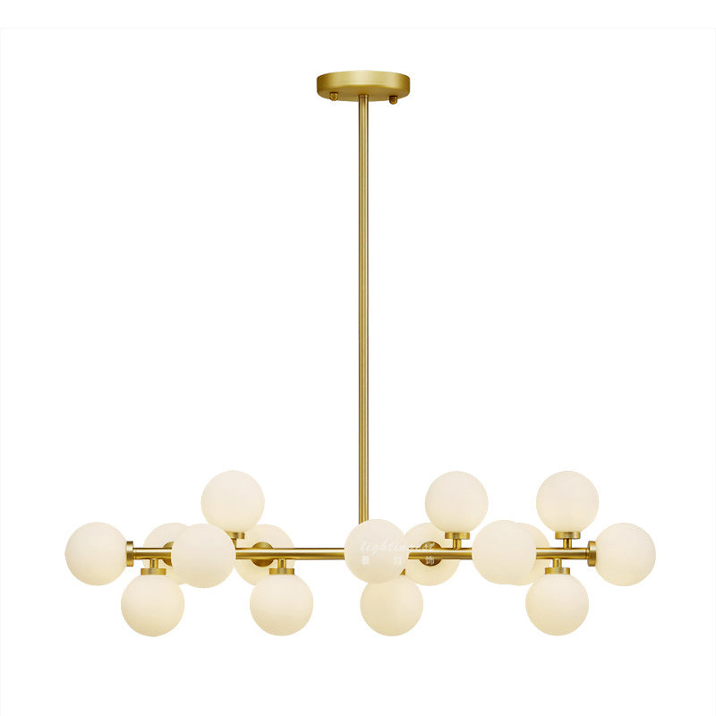 Molecule Dining Room Over Island Lighting Opal Glass 16 Lights Contemporary Flush Mount Chandelier in Gold