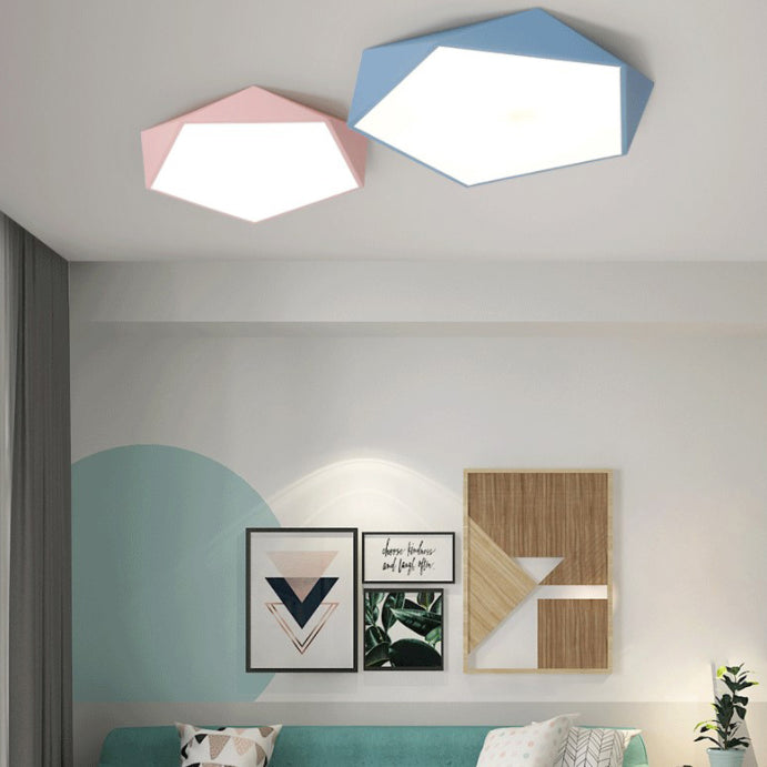 Acrylic Macaron LED Flush Mount Ceiling Light in Modern Singularity Wrought Iron Geometric Ceiling Fixture for Bedroom