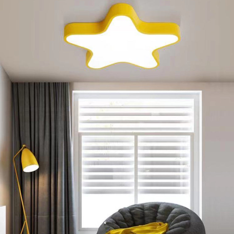Star Macaron LED Ceiling Light in Modern Singularity Wrought Iron Flush Mount with Acrylic Shade