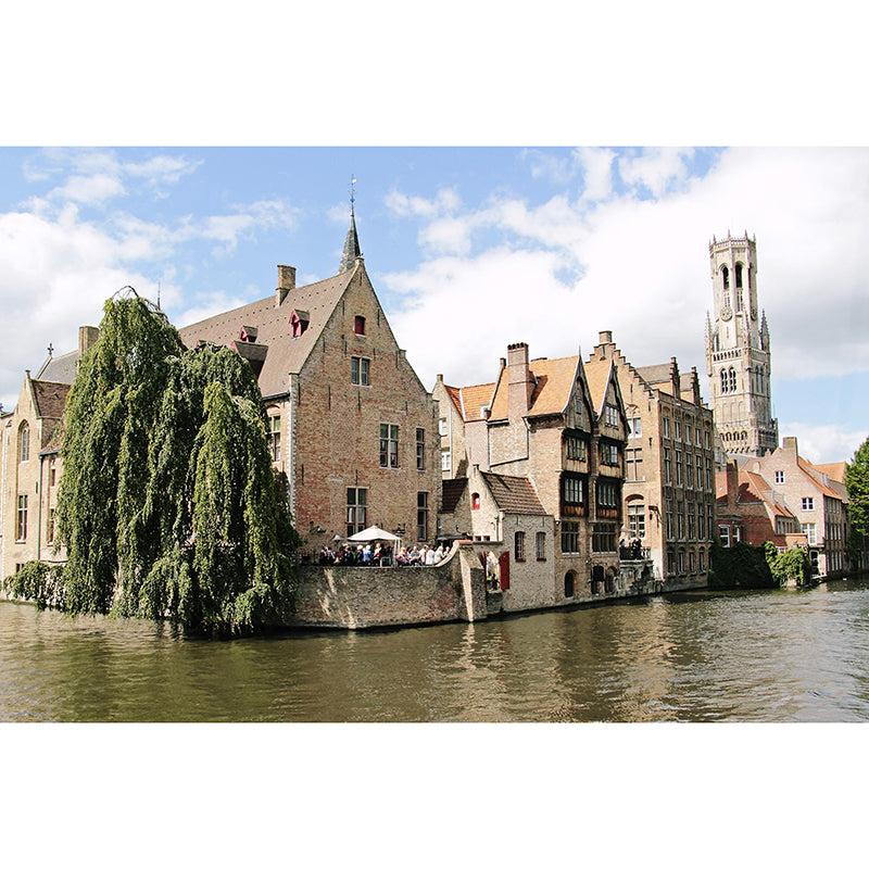 Urban City View Mural Bright Modern Stain Resistant Wall Covering for Living Room