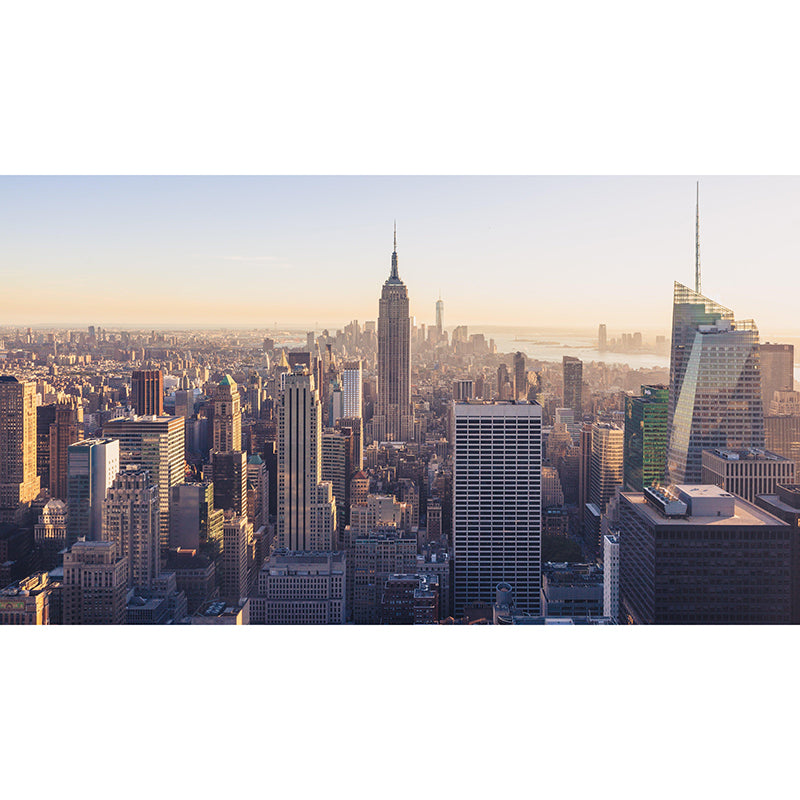 Urban City View Mural Bright Modern Stain Resistant Wall Covering for Living Room