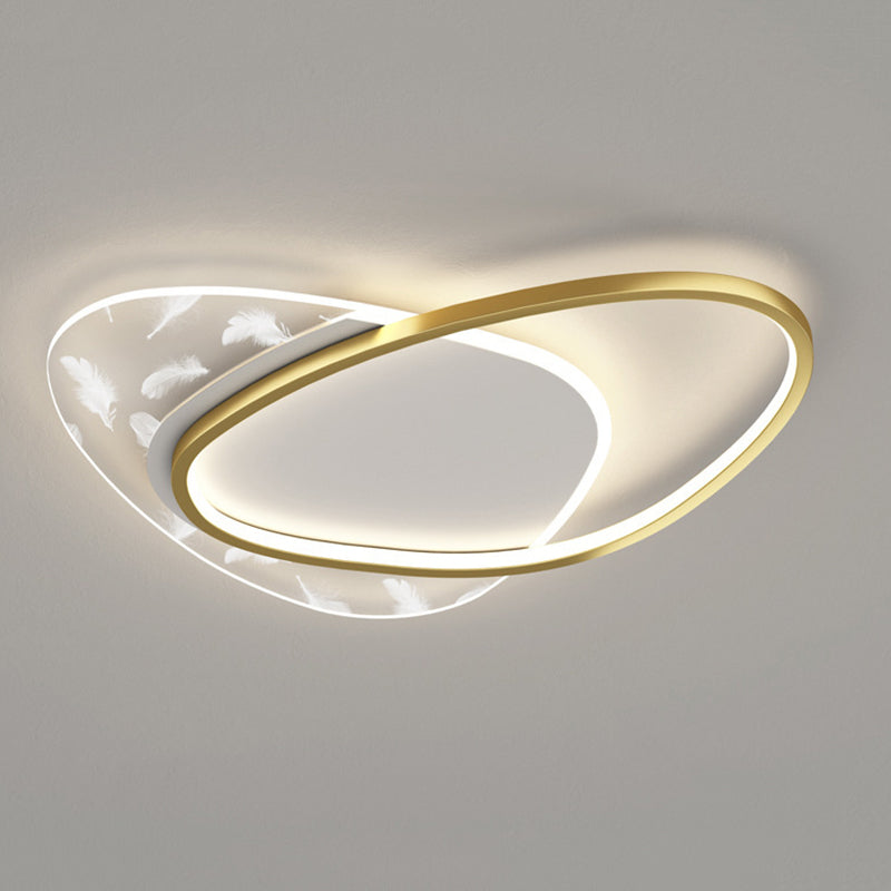 Style contemporain DEL Metal LED Flush Light Fixture Feather Ceiling Flush Mount for Bedroom
