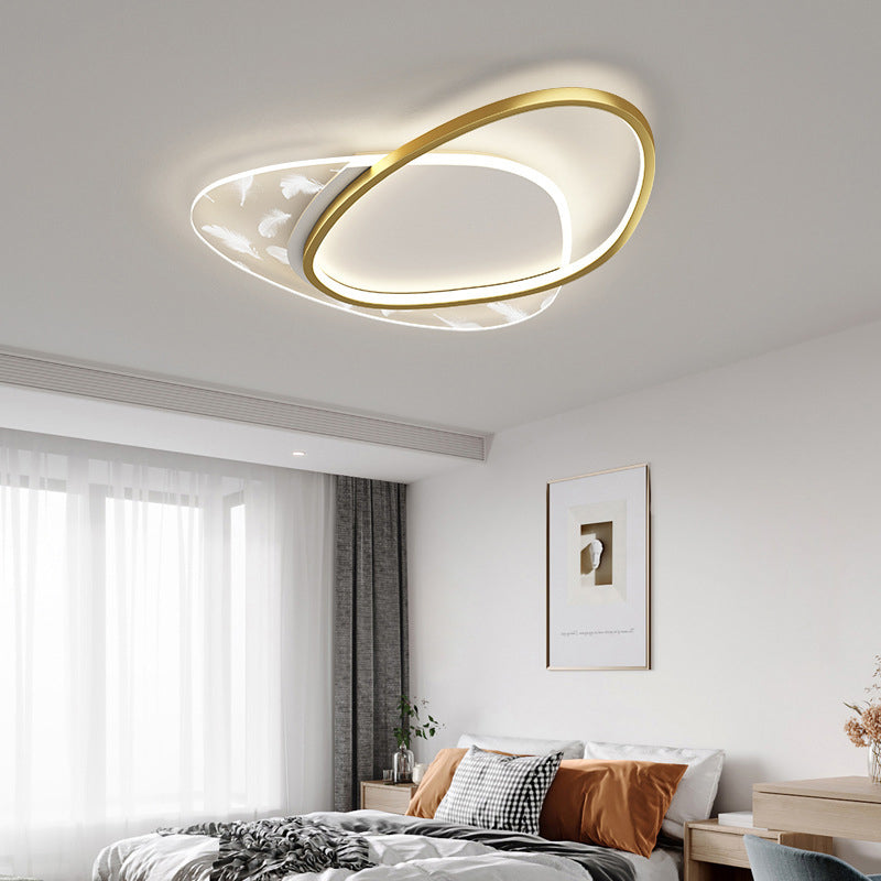 Style contemporain DEL Metal LED Flush Light Fixture Feather Ceiling Flush Mount for Bedroom