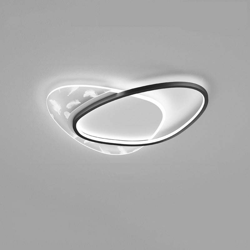 Style contemporain DEL Metal LED Flush Light Fixture Feather Ceiling Flush Mount for Bedroom