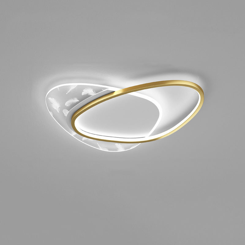 Style contemporain DEL Metal LED Flush Light Fixture Feather Ceiling Flush Mount for Bedroom