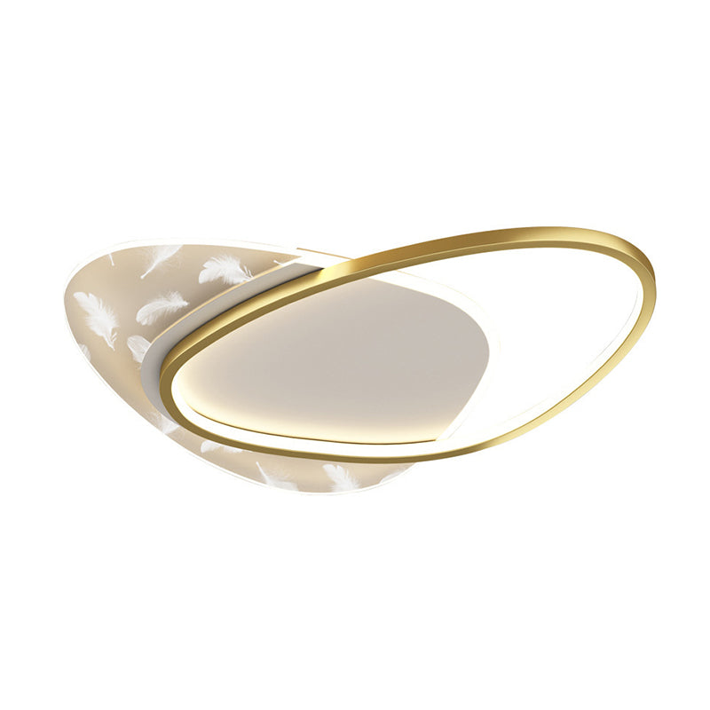 Style contemporain DEL Metal LED Flush Light Fixture Feather Ceiling Flush Mount for Bedroom