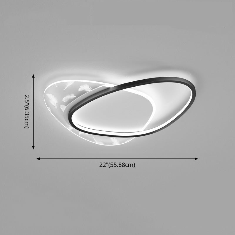 Style contemporain DEL Metal LED Flush Light Fixture Feather Ceiling Flush Mount for Bedroom