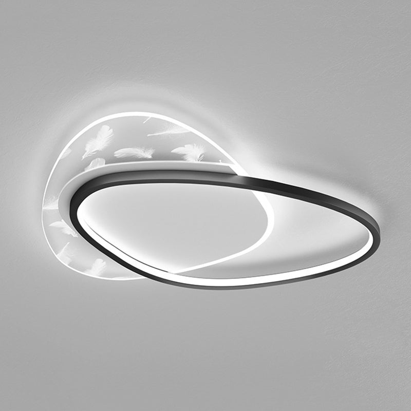 Style contemporain DEL Metal LED Flush Light Fixture Feather Ceiling Flush Mount for Bedroom