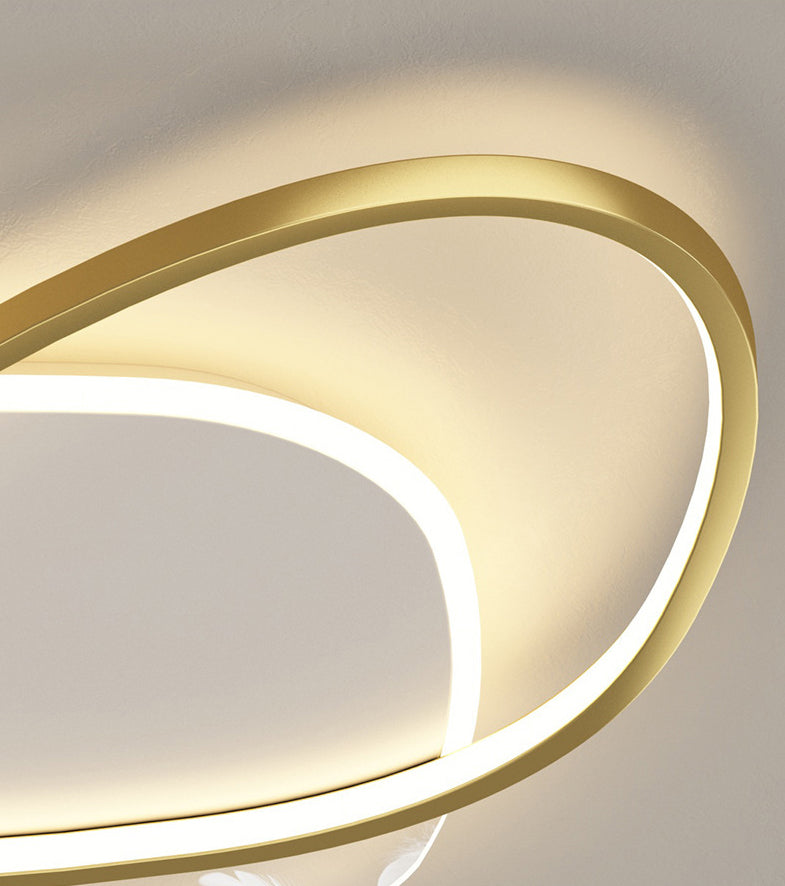 Style contemporain DEL Metal LED Flush Light Fixture Feather Ceiling Flush Mount for Bedroom