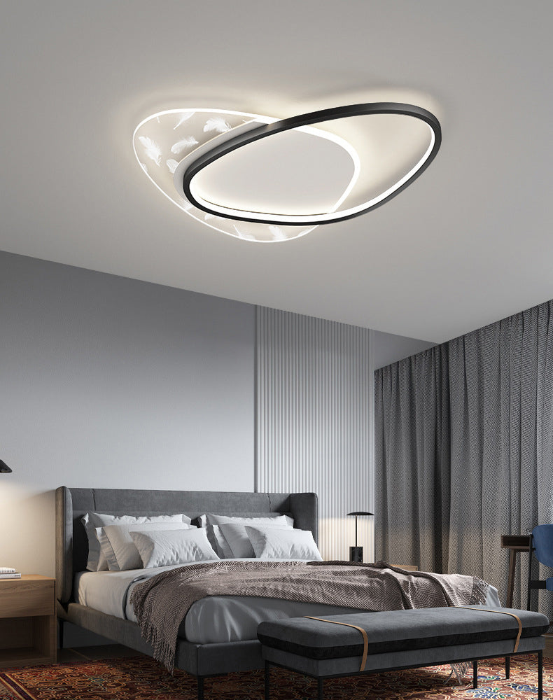 Style contemporain DEL Metal LED Flush Light Fixture Feather Ceiling Flush Mount for Bedroom