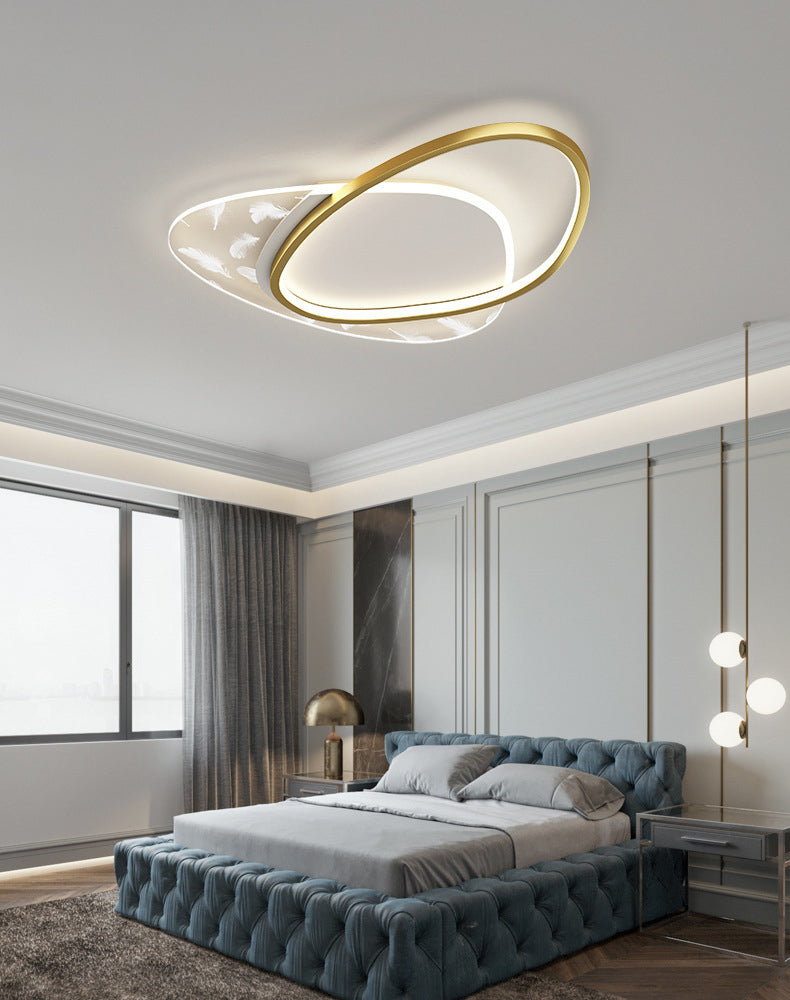 Style contemporain DEL Metal LED Flush Light Fixture Feather Ceiling Flush Mount for Bedroom