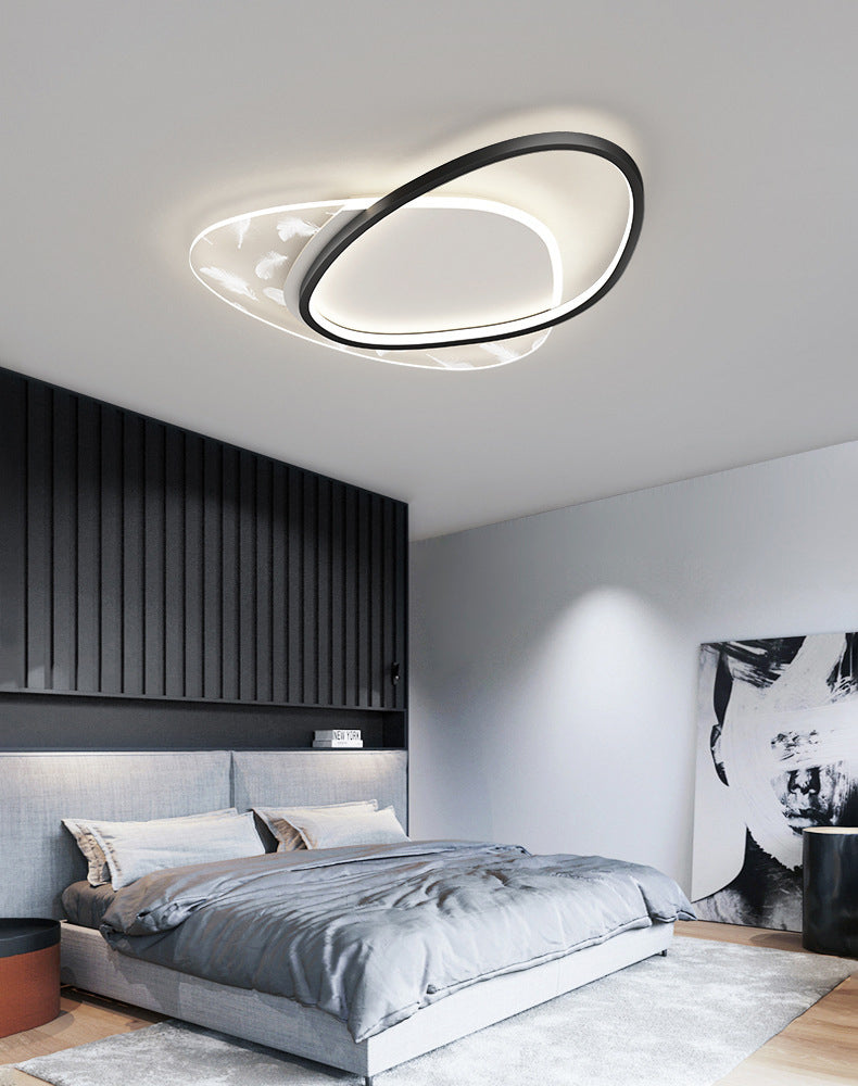 Style contemporain DEL Metal LED Flush Light Fixture Feather Ceiling Flush Mount for Bedroom