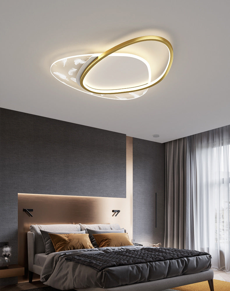 Style contemporain DEL Metal LED Flush Light Fixture Feather Ceiling Flush Mount for Bedroom