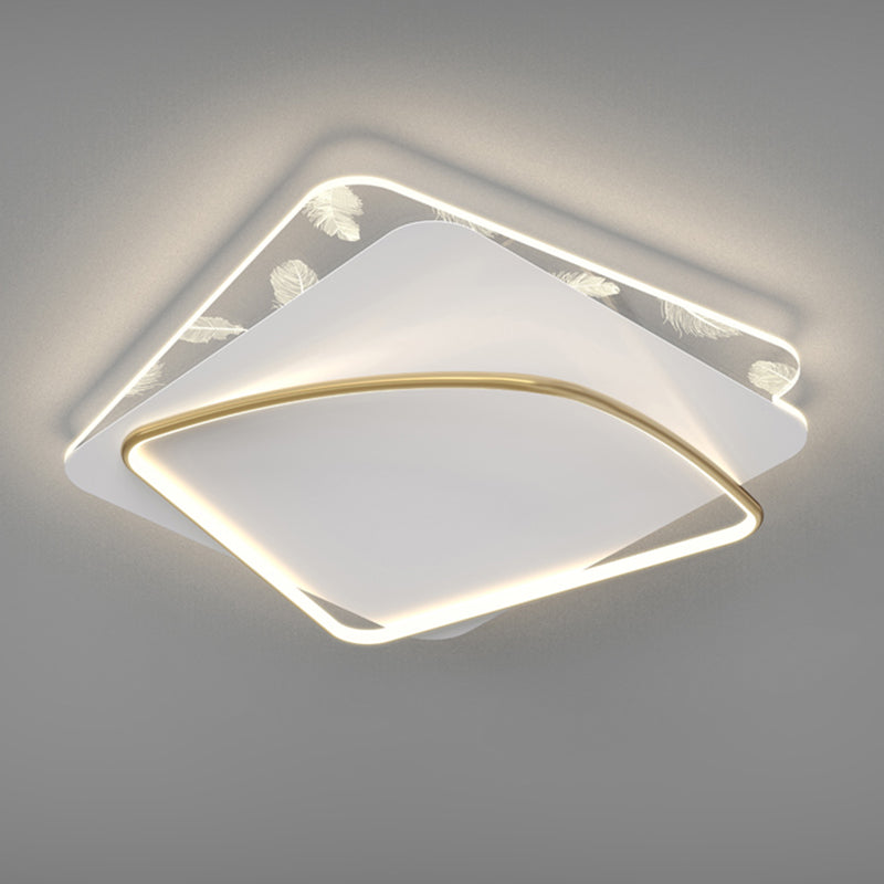 Contemporary Style Aluminum LED Flush Light Fixture Feather Ceiling Flush Mount for Bedroom