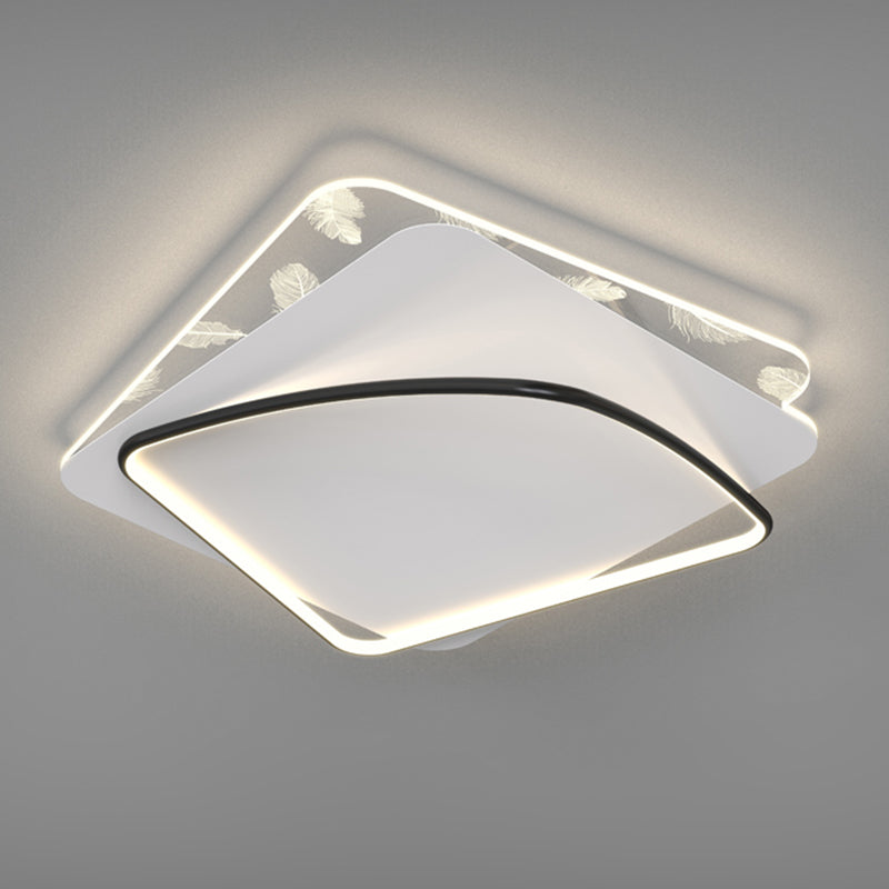 Contemporary Style Aluminum LED Flush Light Fixture Feather Ceiling Flush Mount for Bedroom