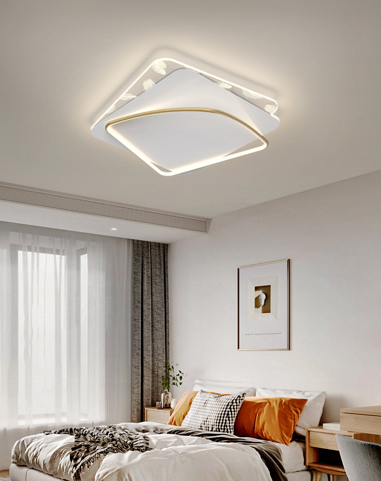 Contemporary Style Aluminum LED Flush Light Fixture Feather Ceiling Flush Mount for Bedroom