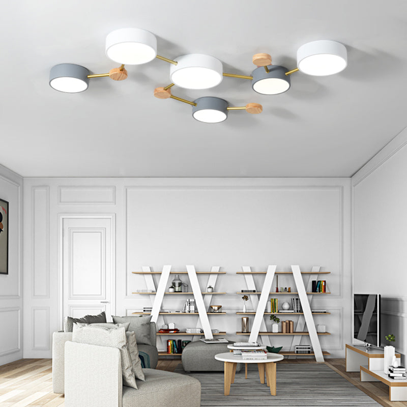 New Modern Sputnik Flush Mount Ceiling Light Metal Bedroom Flush Light in Grey