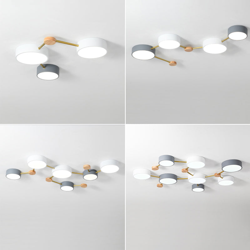 New Modern Sputnik Flush Mount Ceiling Light Metal Bedroom Flush Light in Grey