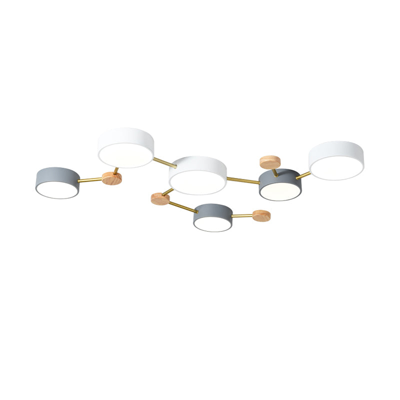 New Modern Sputnik Flush Mount Ceiling Light Metal Bedroom Flush Light in Grey