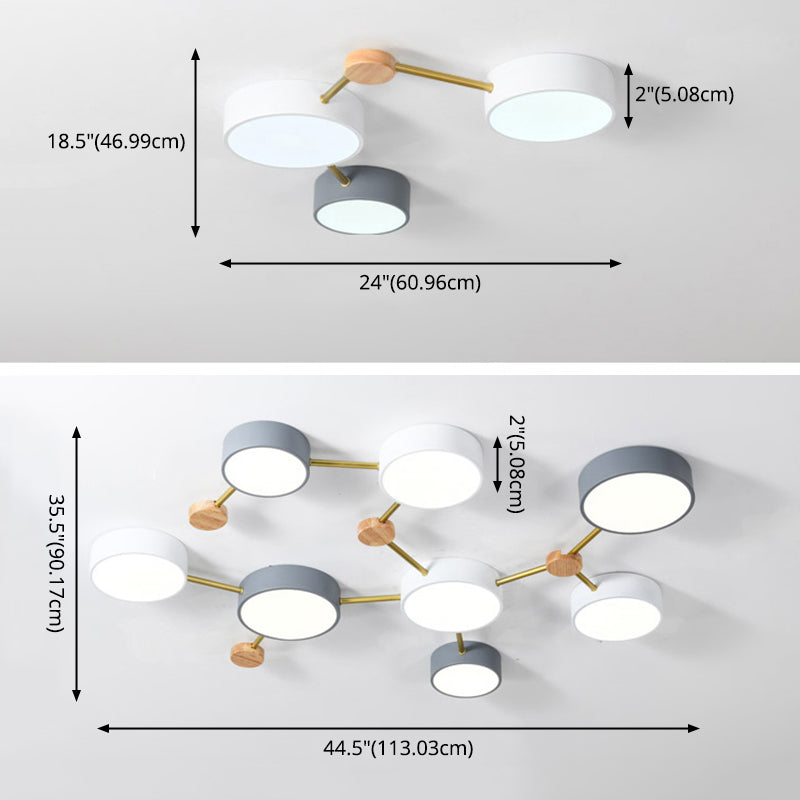 New Modern Sputnik Flush Mount Ceiling Light Metal Bedroom Flush Light in Grey