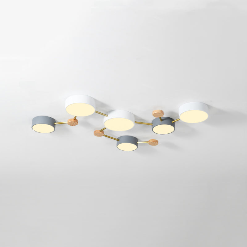 New Modern Sputnik Flush Mount Ceiling Light Metal Bedroom Flush Light in Grey