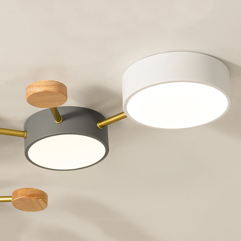 New Modern Sputnik Flush Mount Ceiling Light Metal Bedroom Flush Light in Grey