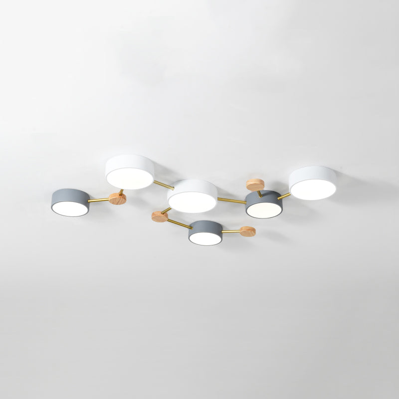 New Modern Sputnik Flush Mount Ceiling Light Metal Bedroom Flush Light in Grey