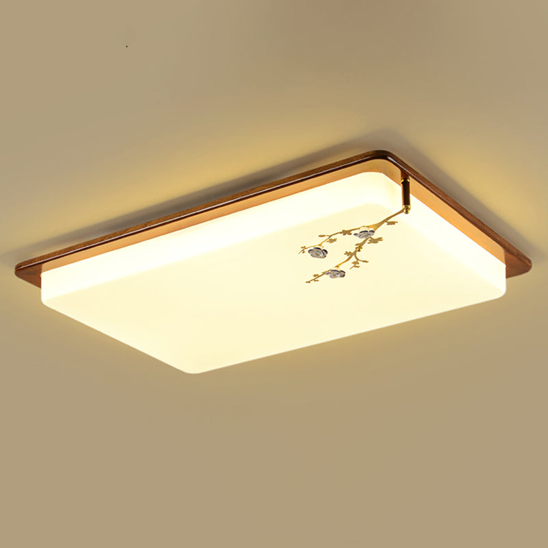 Modern Minimalist Wood Flush Mount 1-Light LED Flush Mount Ceiling Light for Living Room