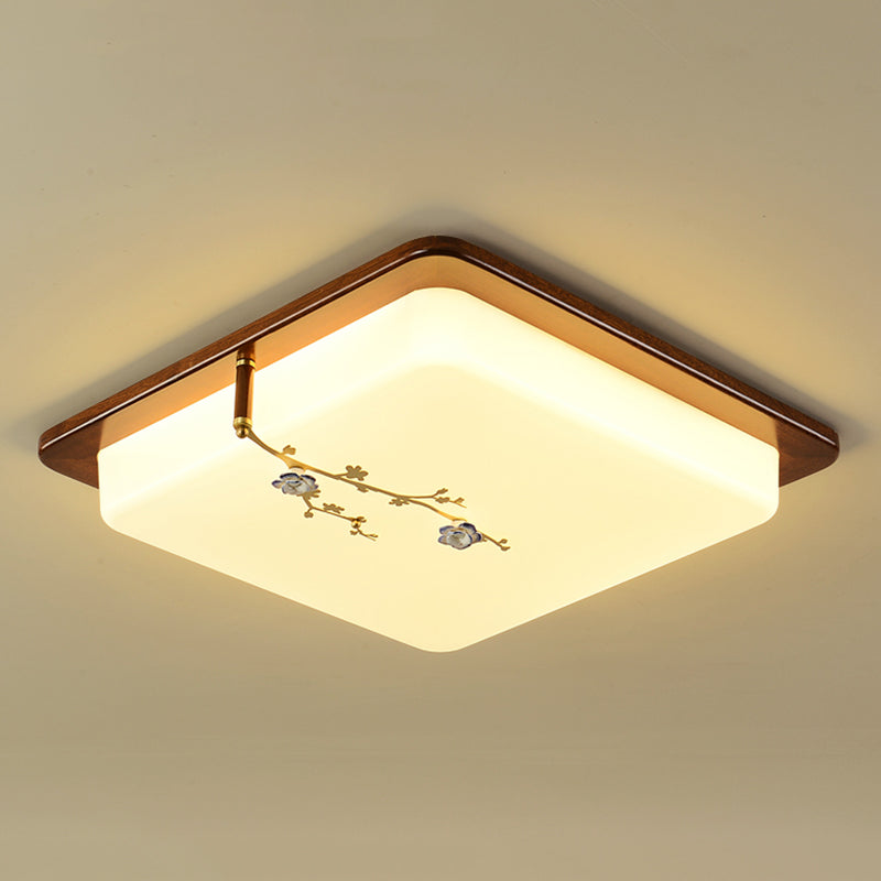 Modern Minimalist Wood Flush Mount 1-Light LED Flush Mount Ceiling Light for Living Room