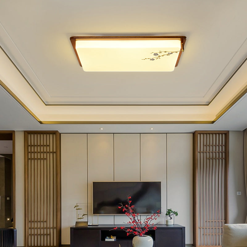 Modern Minimalist Wood Flush Mount 1-Light LED Flush Mount Ceiling Light for Living Room