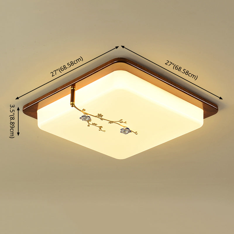 Modern Minimalist Wood Flush Mount 1-Light LED Flush Mount Ceiling Light for Living Room
