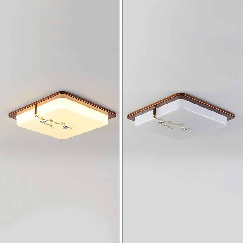 Modern Minimalist Wood Flush Mount 1-Light LED Flush Mount Ceiling Light for Living Room