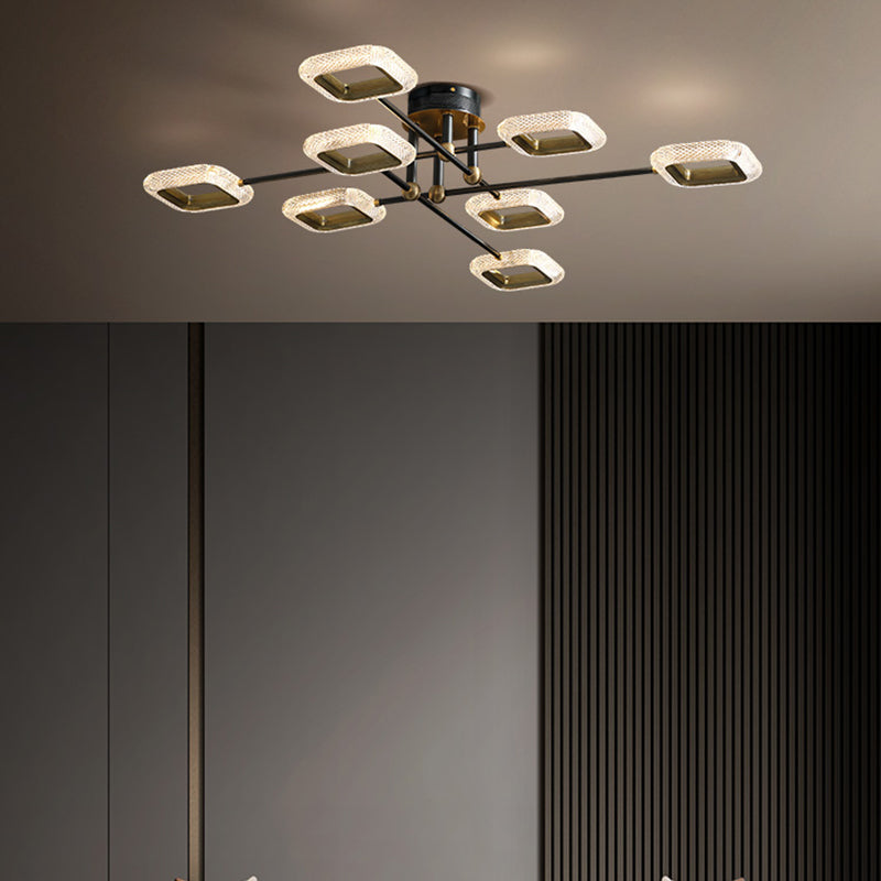 Nuevo Luces de techo semiempotradas Sputnik de cristal negro moderno para sala de estar
