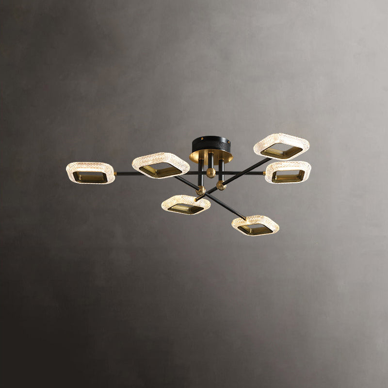 Nouveau Plafonniers semi-encastrés Spoutnik en verre noir encastré moderne pour salon