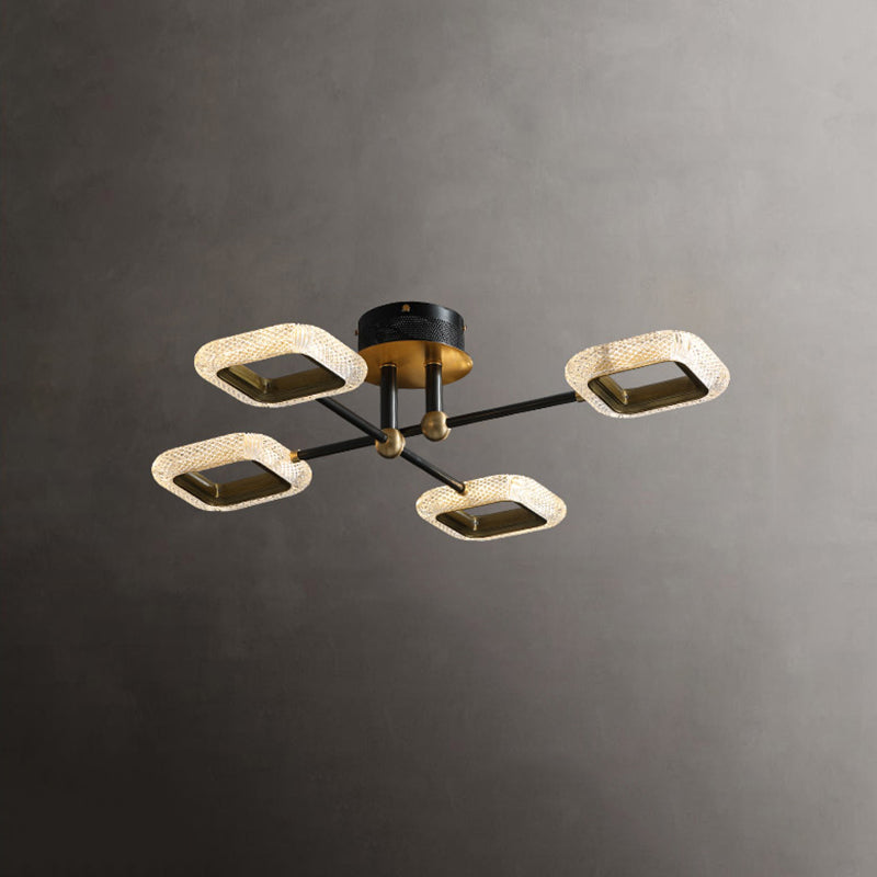 Nouveau Plafonniers semi-encastrés Spoutnik en verre noir encastré moderne pour salon