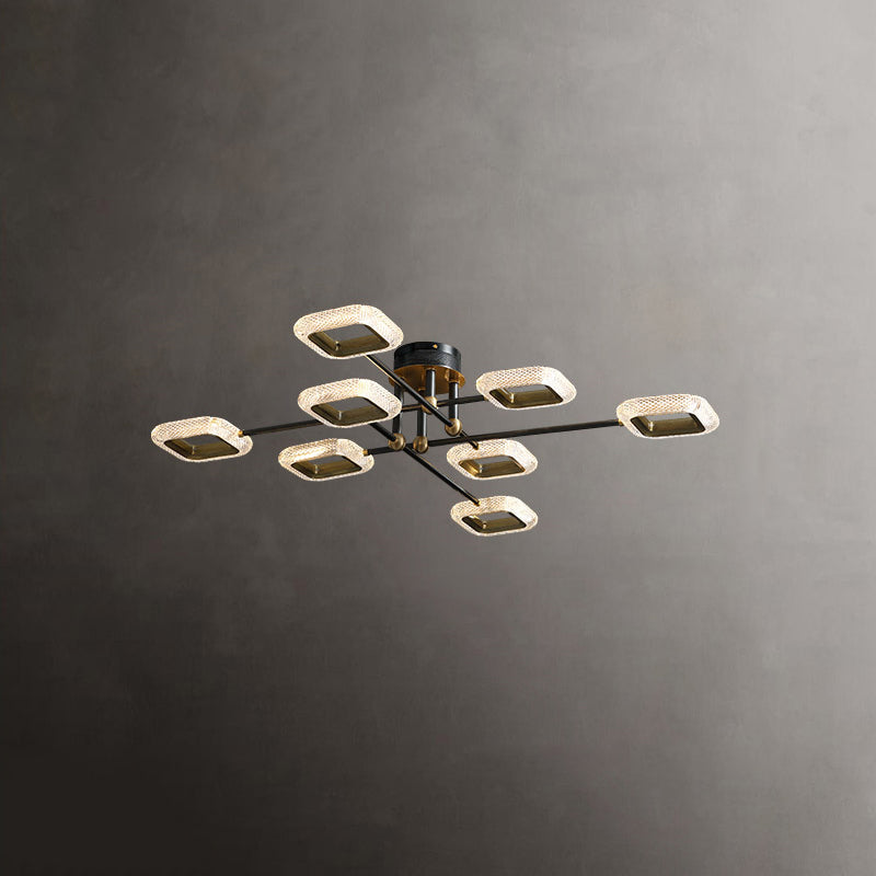 Nouveau Plafonniers semi-encastrés Spoutnik en verre noir encastré moderne pour salon